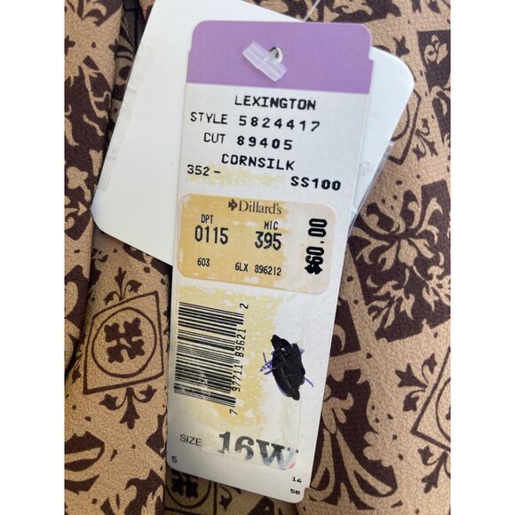 Rena Rowan For Saville Lexington Brown & Tan Patterned Top Size 16W 100% Polyest - Picture 6 of 10